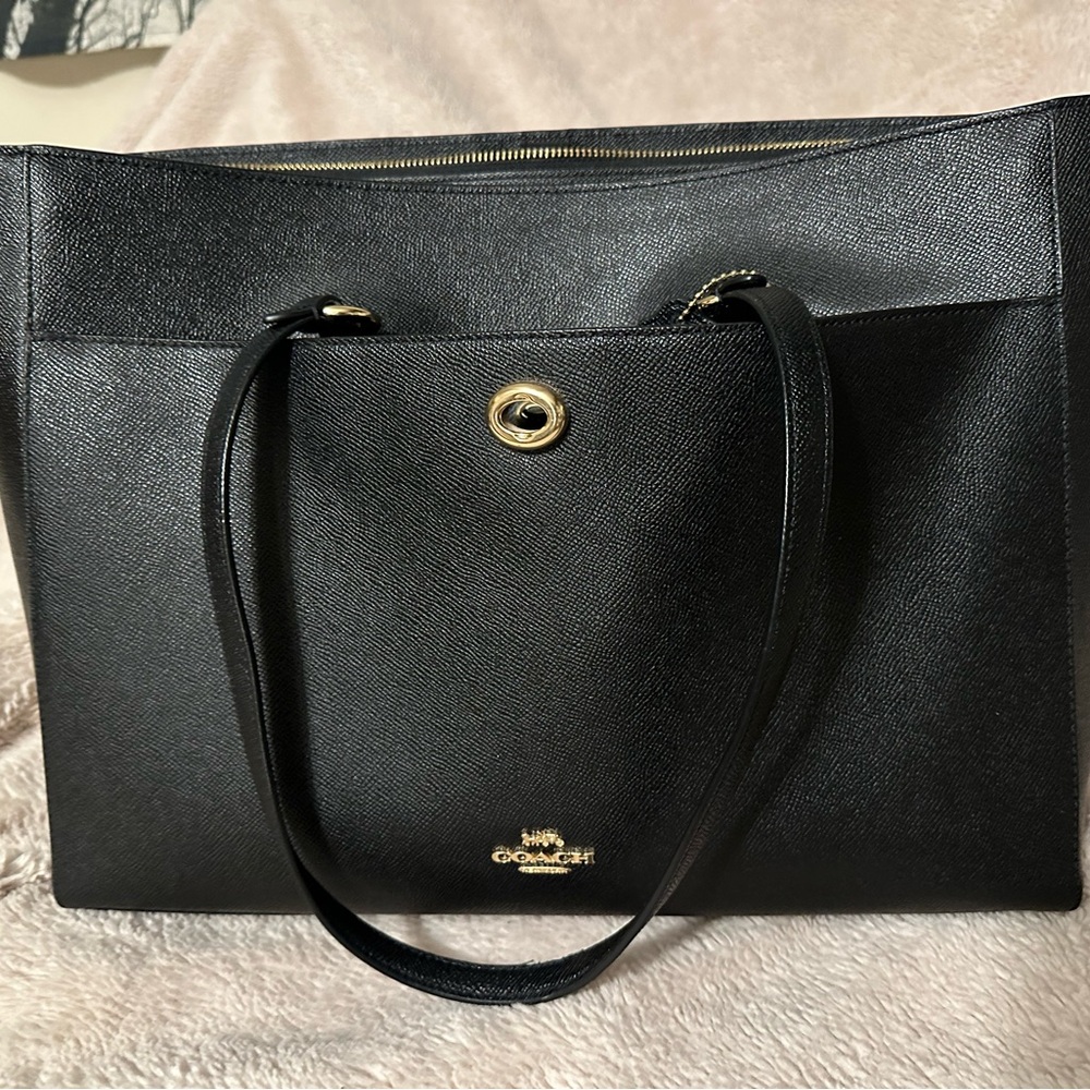 Coach Black Textured Leather Tote